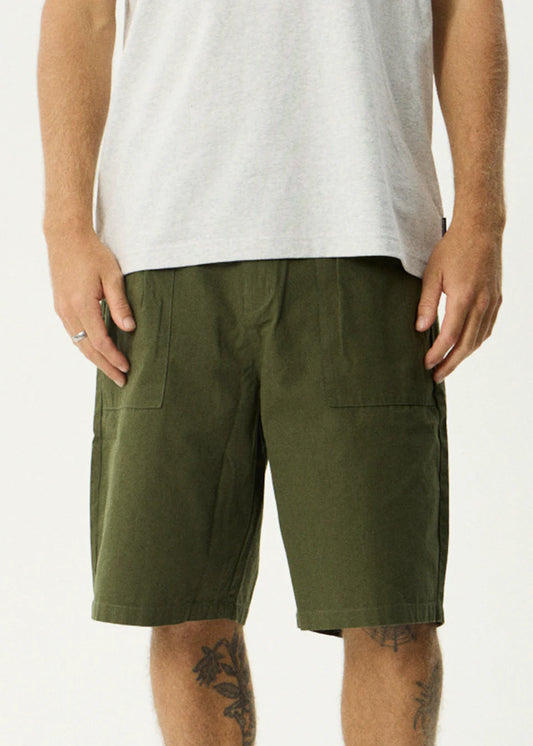 Afends Glider Pleated Short 22" Military