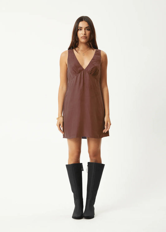 Afends Grace Cupro Mini Dress Hazelnut