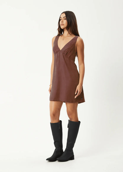 Afends Grace Cupro Mini Dress Hazelnut