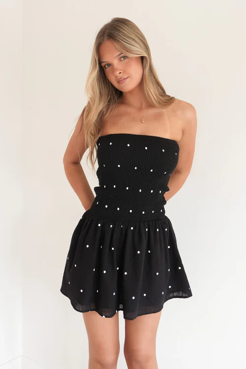 By Frankie Spot Shirred Mini Dress
