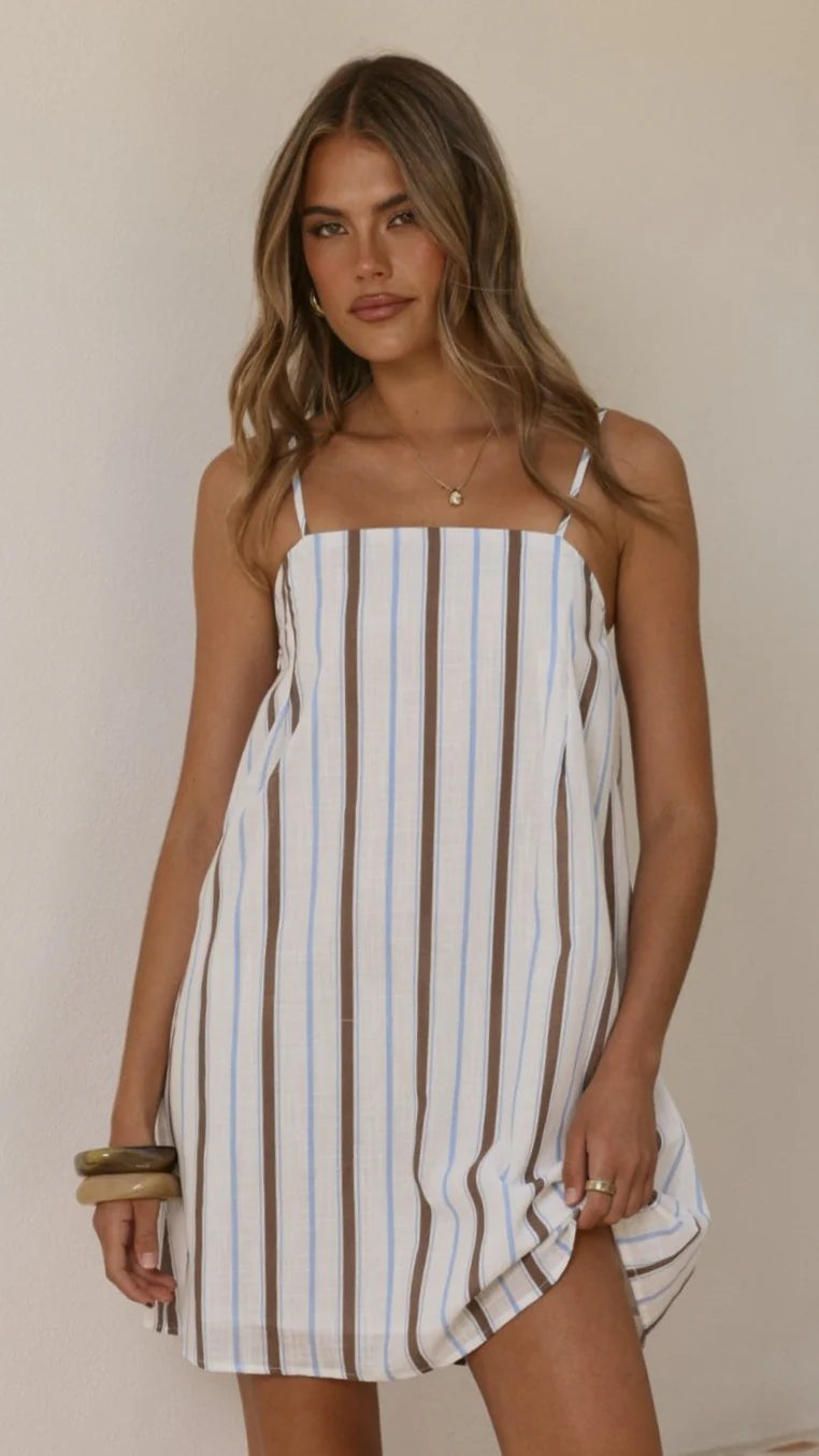 By Frankie Stripe Mini Dress - Choc/Brown