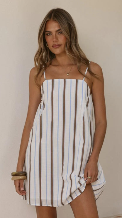 By Frankie Stripe Mini Dress - Choc/Brown