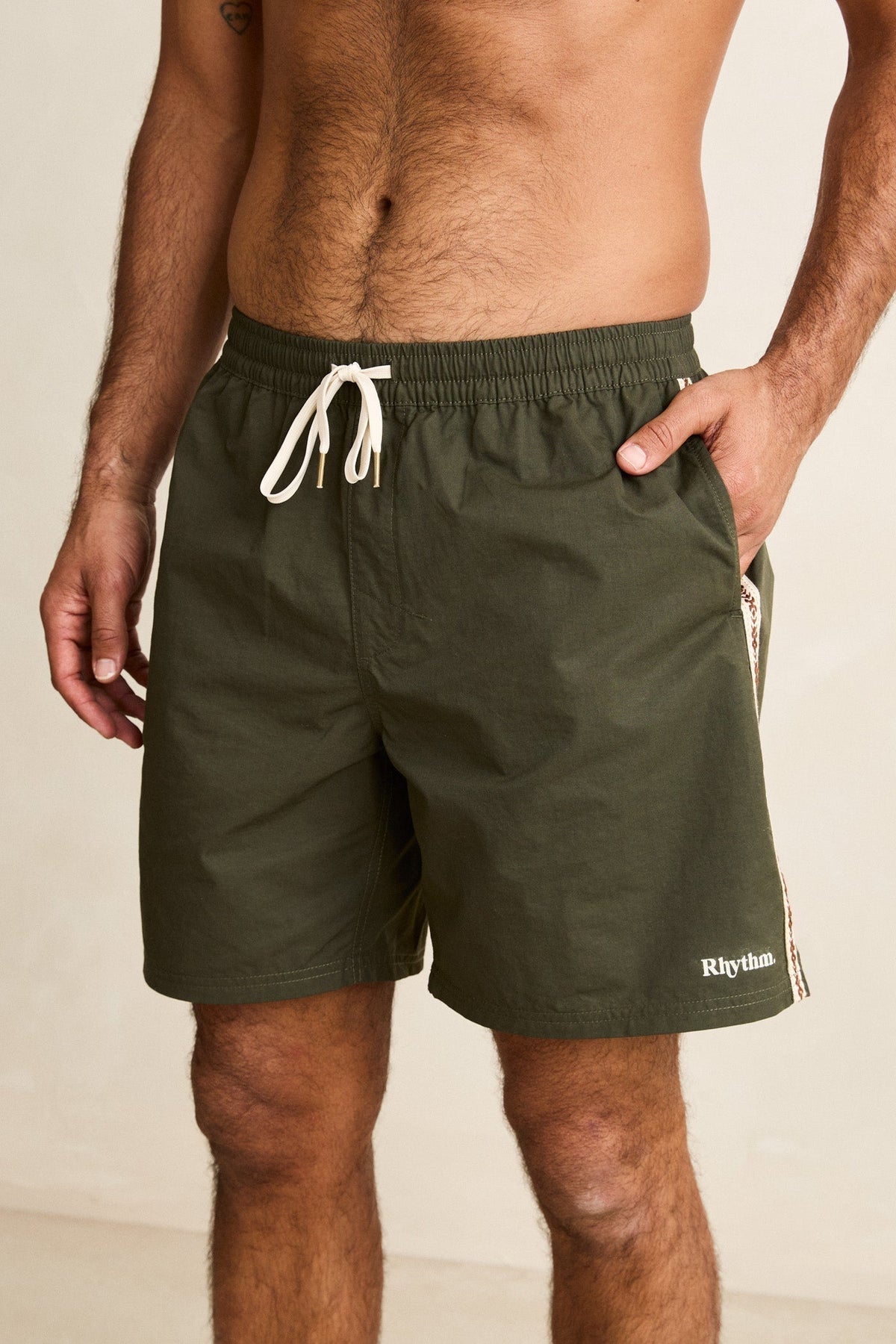 Rhythm Woven Tape Beach Short Olive