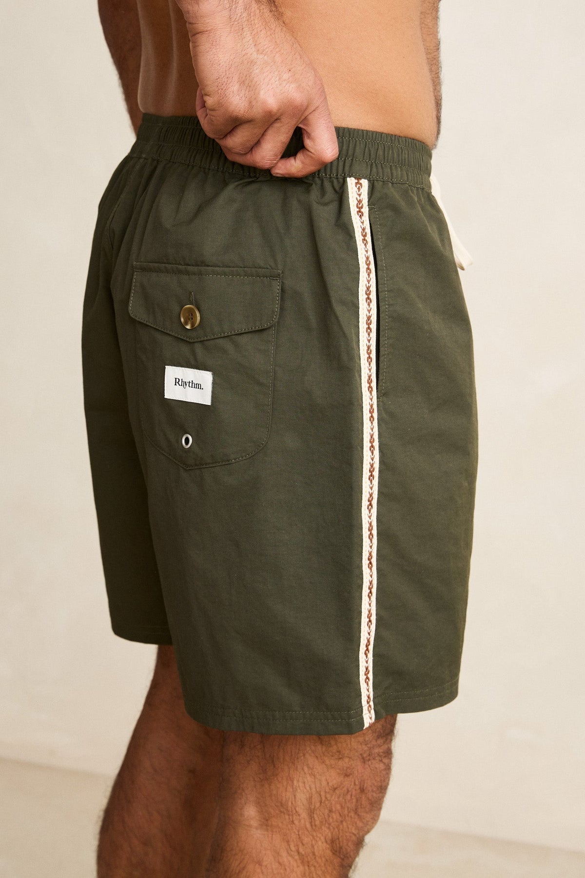 Rhythm Woven Tape Beach Short Olive
