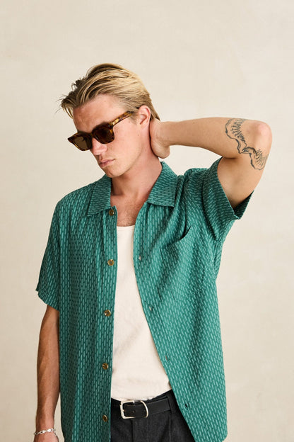 Rhythm Linen Float Stitch SS Shirt Pine