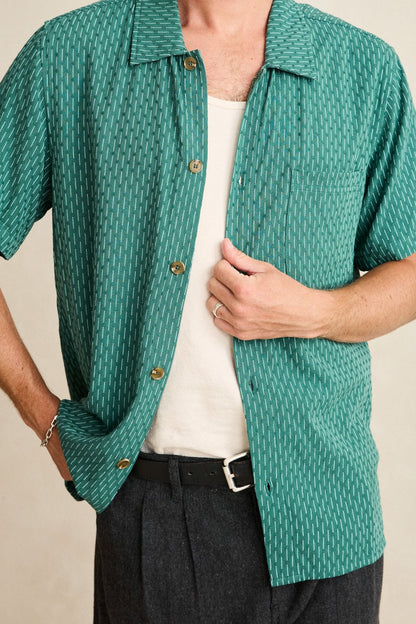Rhythm Linen Float Stitch SS Shirt Pine