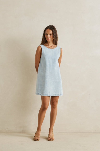 Rhythm Riley Denim Mini Dress Light Wash