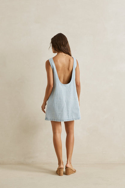 Rhythm Riley Denim Mini Dress Light Wash