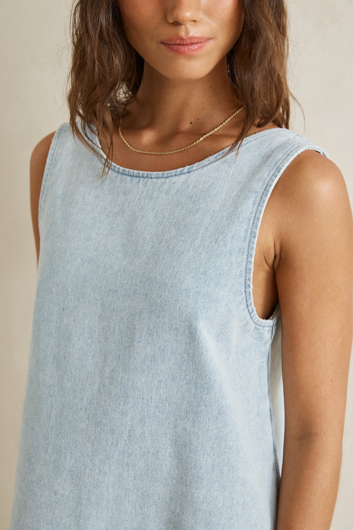 Rhythm Riley Denim Mini Dress Light Wash