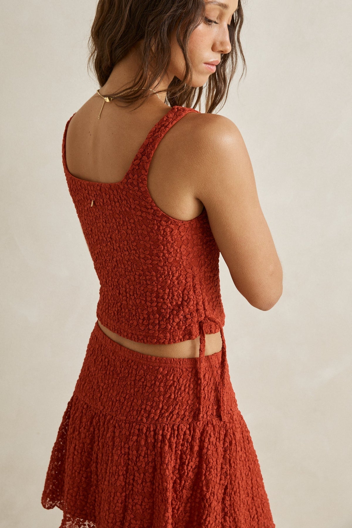 Rhythm Gigi Lace Tie Side Top Red