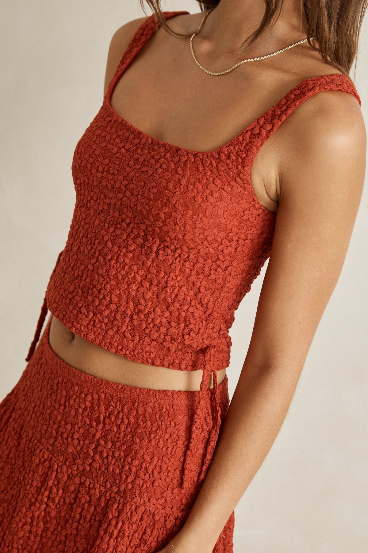 Rhythm Gigi Lace Tie Side Top Red