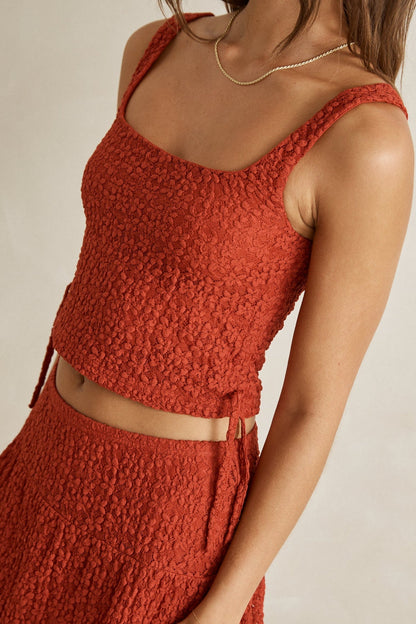Rhythm Gigi Lace Tie Side Top Red