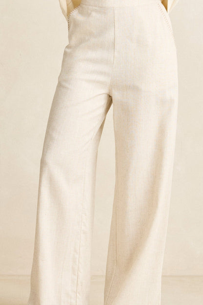 Rhythm Linen Whip Stitch Wide Leg Pant Natural