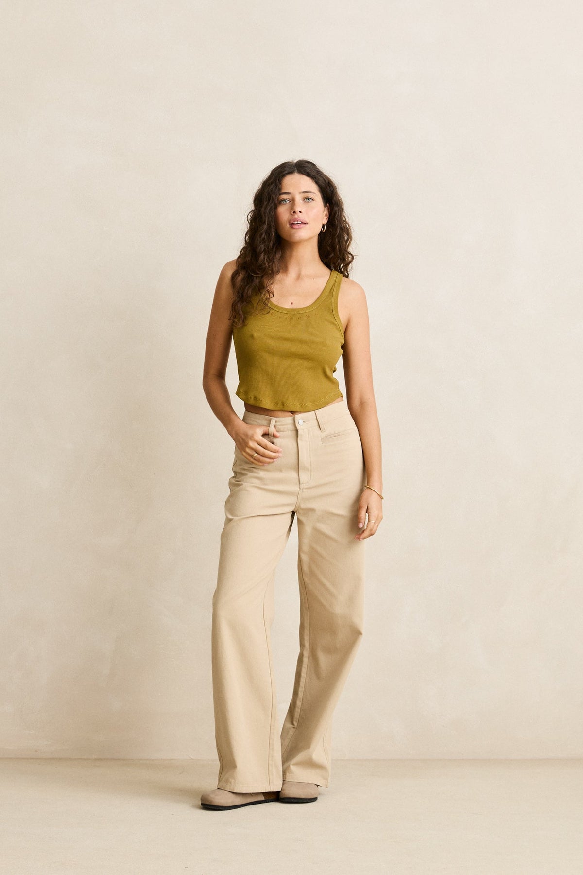 Rhythm Posy Rib Tank Olive
