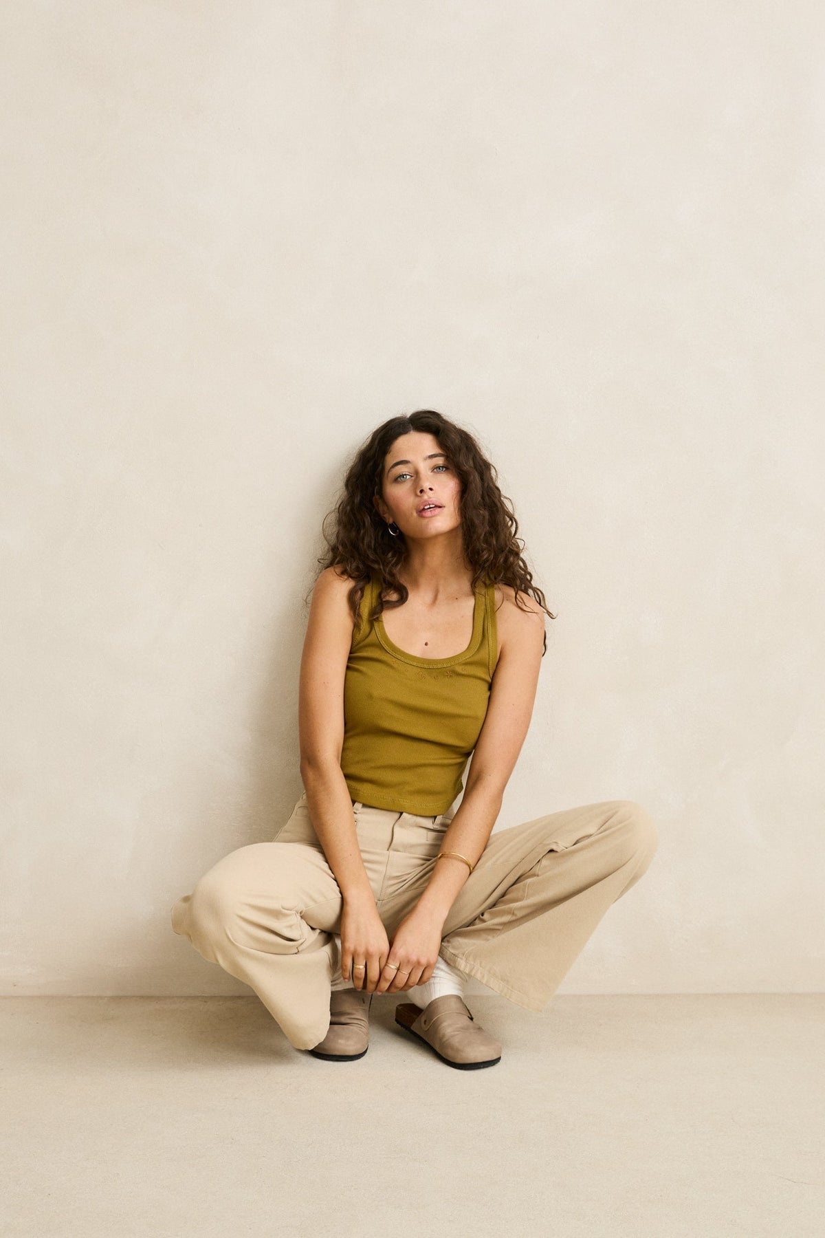 Rhythm Posy Rib Tank Olive