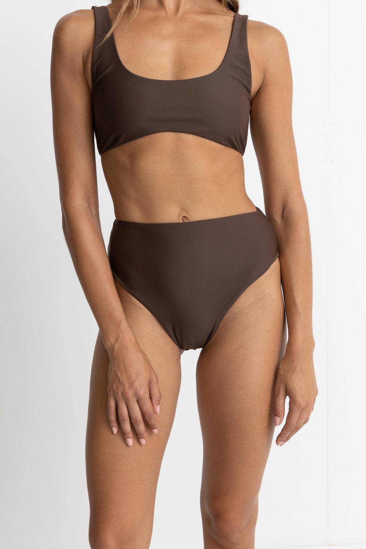 Rhythm Classic Hi Waist Swim Pant Chocolate