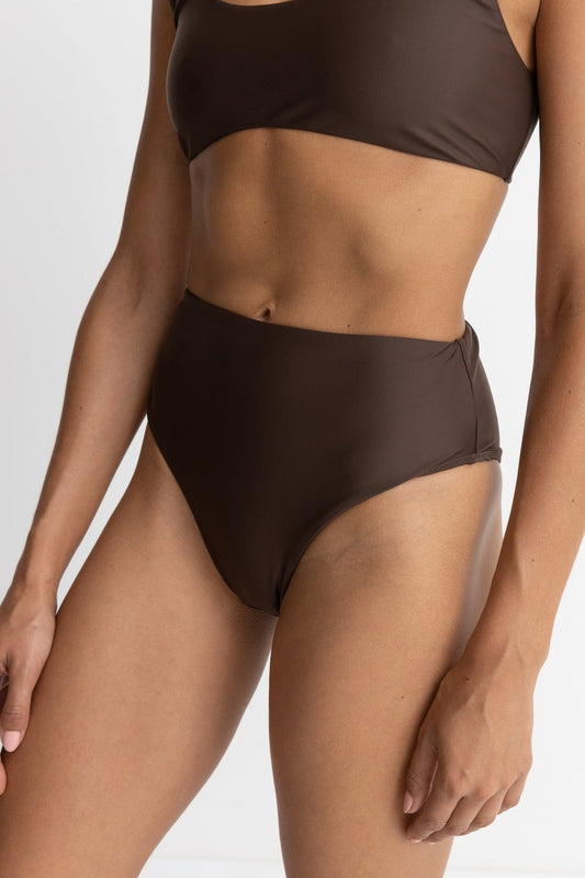 Rhythm Classic Hi Waist Swim Pant Chocolate