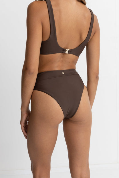 Rhythm Classic Hi Waist Swim Pant Chocolate