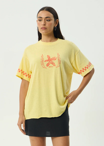 Afends Calda Oversized Tee Lemon