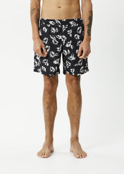 Afends Black Hibiscus Swim Short