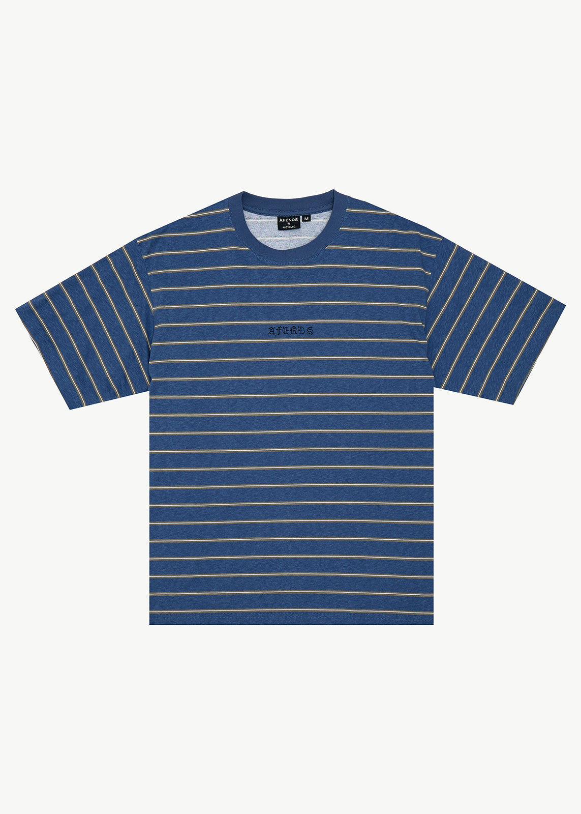 Afends Eureka Boxy Tee Slate Blue Stripe