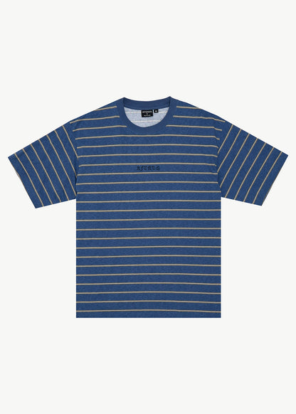 Afends Eureka Boxy Tee Slate Blue Stripe