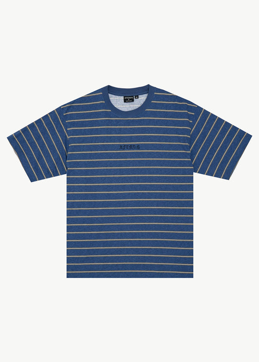 Afends Eureka Boxy Tee Slate Blue Stripe
