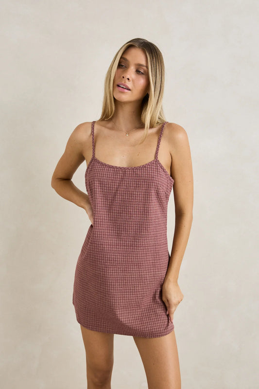 Rhythm Lucy Check Slip Dress Mini Dress