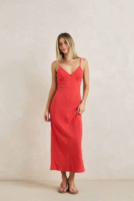 Rhythm Sunny Days Linen Bias Midi Dress