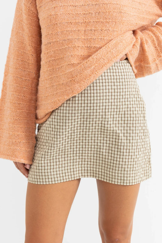 Rhythm Luca Check Mini Skirt Natural