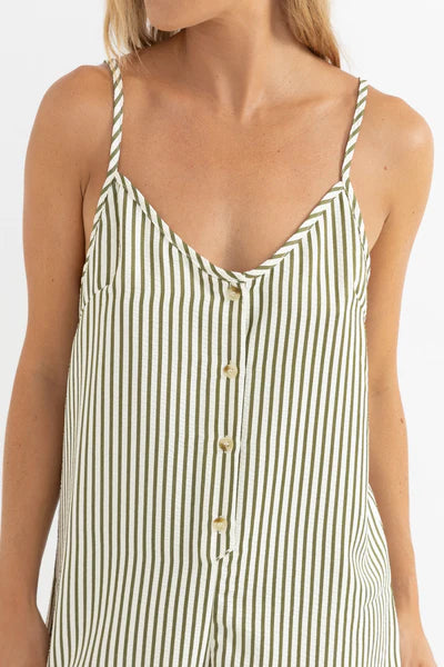 Rhythm Cove Stripe Adjustable Romper Aloe