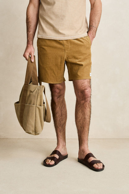 Rhythm Pipe Cord Jam Short in Oak