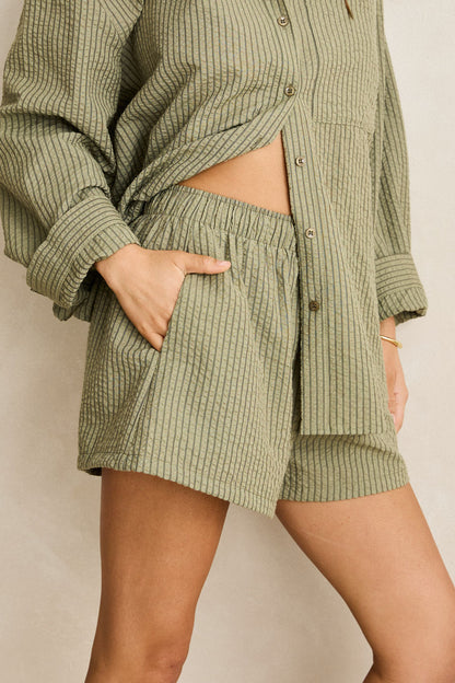Rhythm Overswim Stripe Short Green