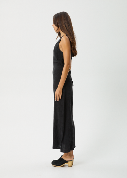 Afends Tully Seersucker Maxi Dress Black