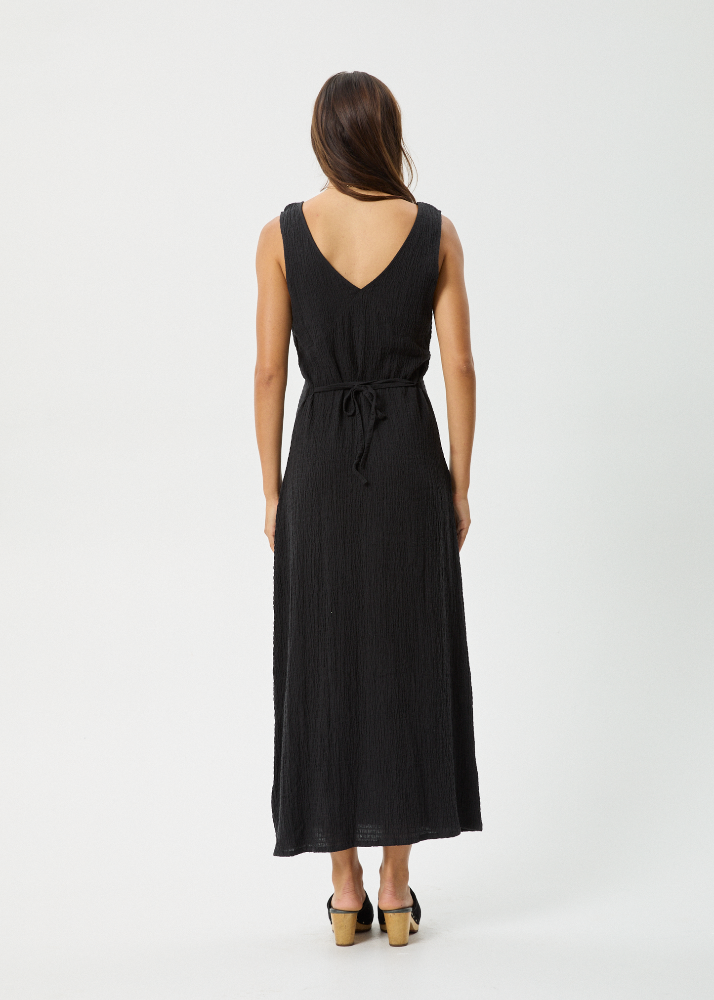 Afends Tully Seersucker Maxi Dress Black