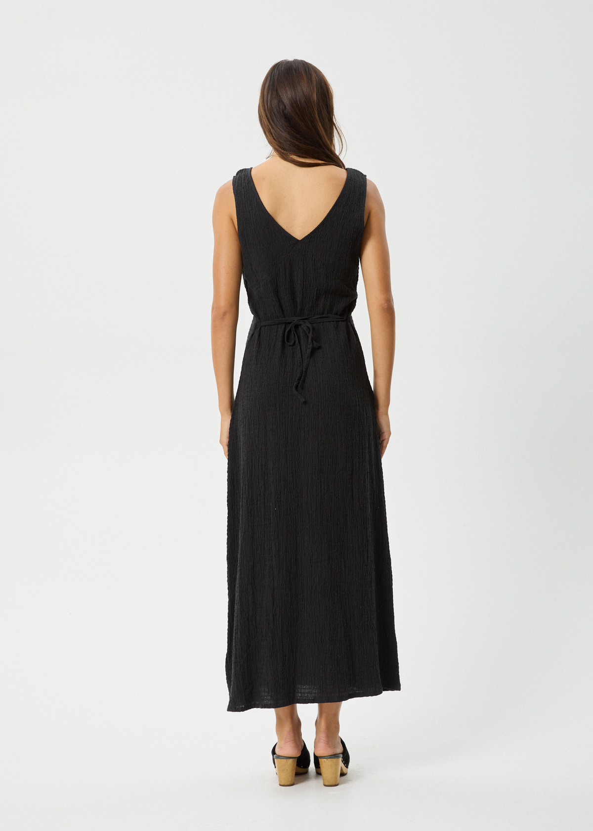 Afends Tully Seersucker Maxi Dress Black