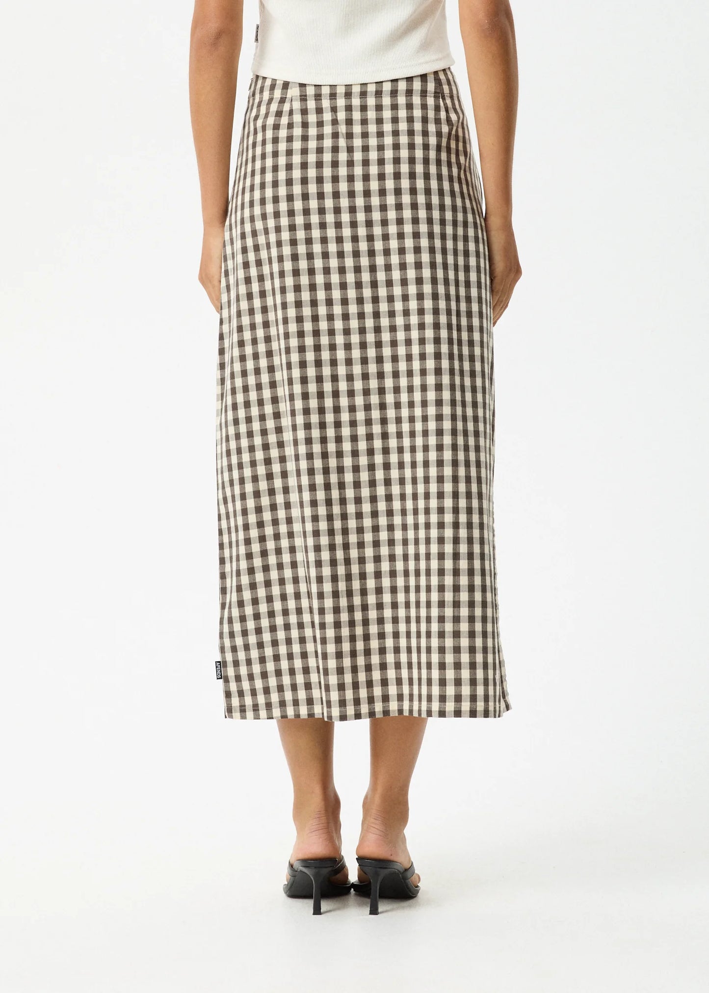 Afends Gambet Check Midi Skirt