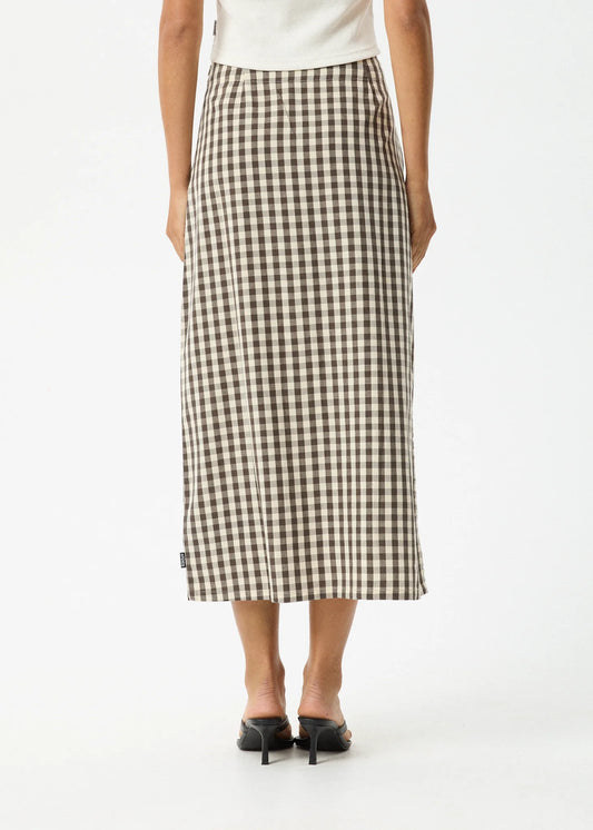 Afends Gambet Check Midi Skirt