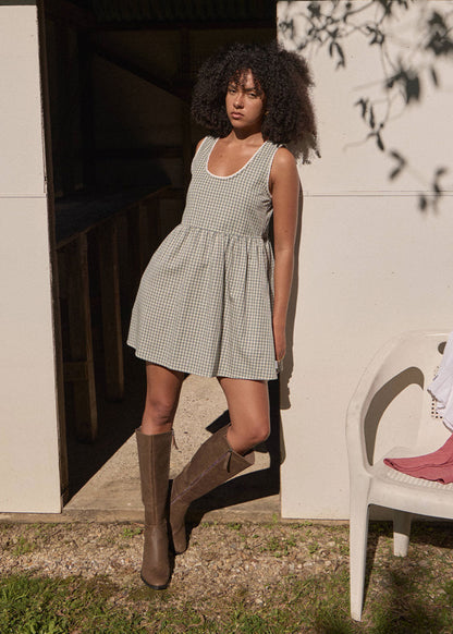 Afends Jesse Mini Dress Vice Alpine Check