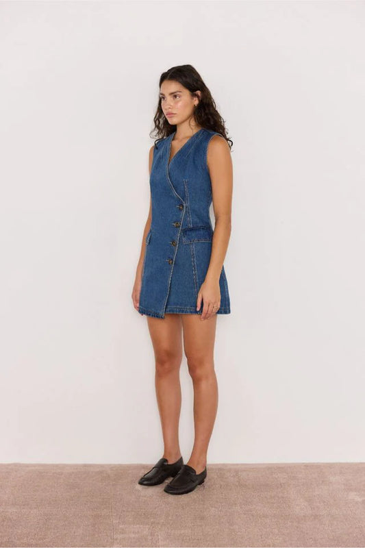 MinkPink Nora Denim Wrap Mini Dress