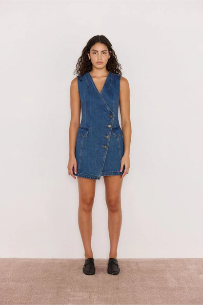 MinkPink Nora Denim Wrap Mini Dress